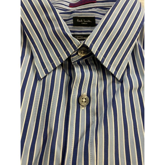 Paul Smith London Made in Italy Bold Blues Stripe Sport Shirt 17.5/44 $275 - Picture 4 of 6